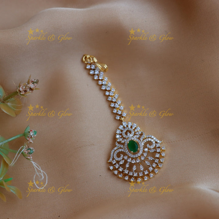 Stunning GJ polish Princess design AD Maang tikka