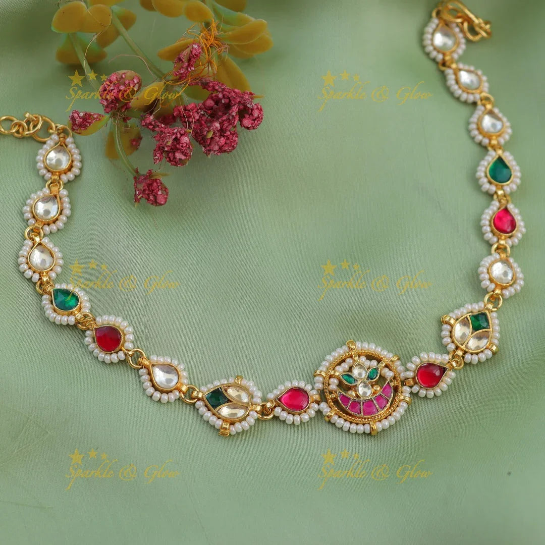 Jadau Kundan Sheeshphool with Pearl Border & Crescent Motif