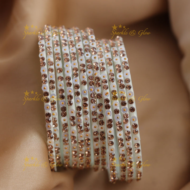 Stunning glitter and Stone Work Glass Bangles Set