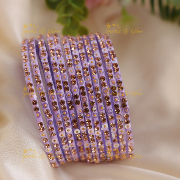 Stunning glitter and Stone Work Glass Bangles Set