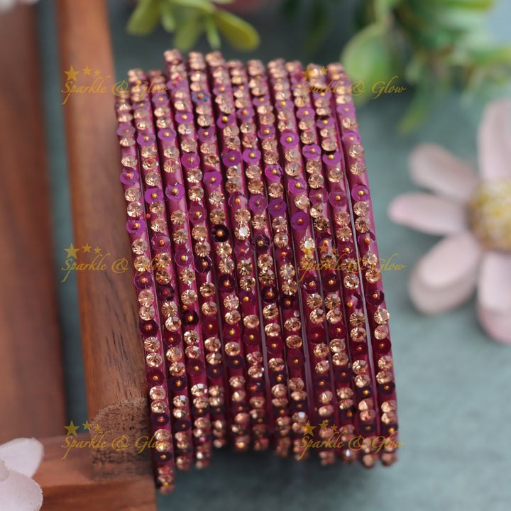 Stunning glitter and Stone Work Glass Bangles Set