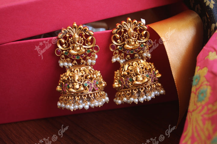 Intricate ganesha jhumkas