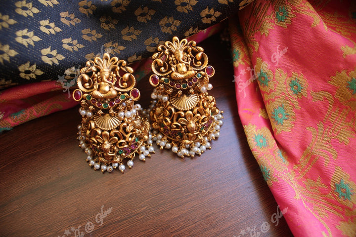 Intricate ganesha jhumkas