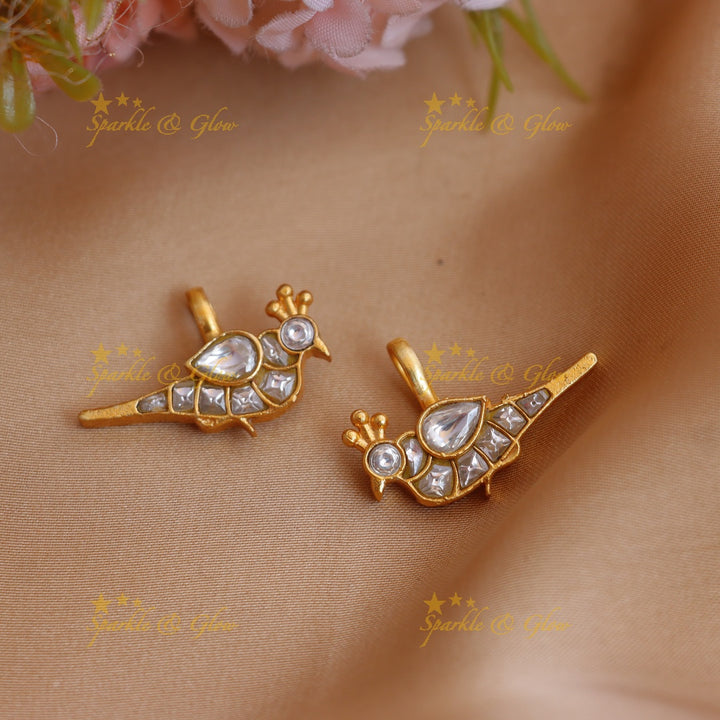 Elegant Jadau Kundan Pigeon Design Colorful Bugadi earrings