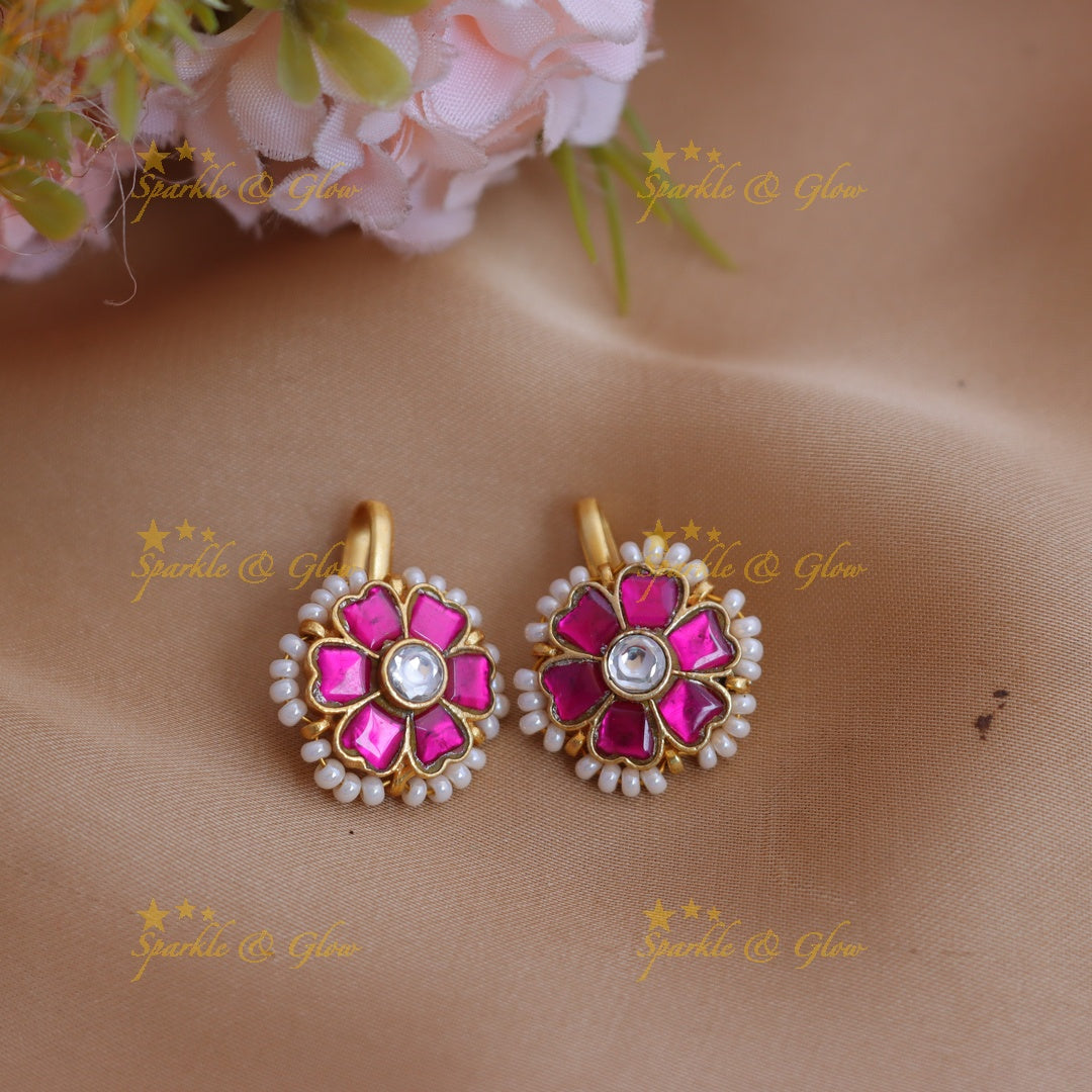 Stunning Jadau Floral Bugadi with Pearl Border and Kundan Center
