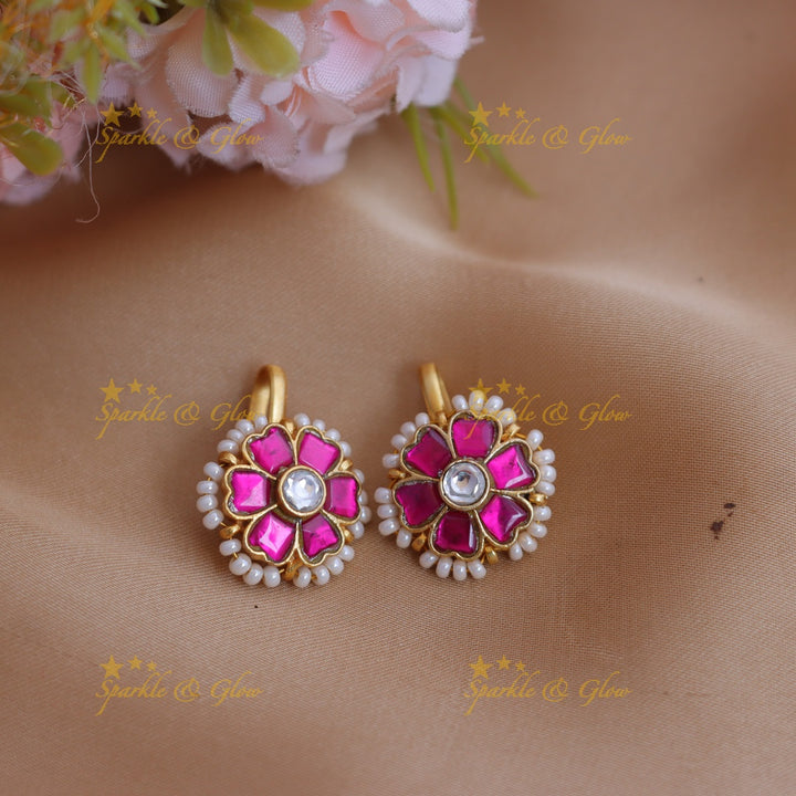 Stunning Jadau Floral Bugadi with Pearl Border and Kundan Center