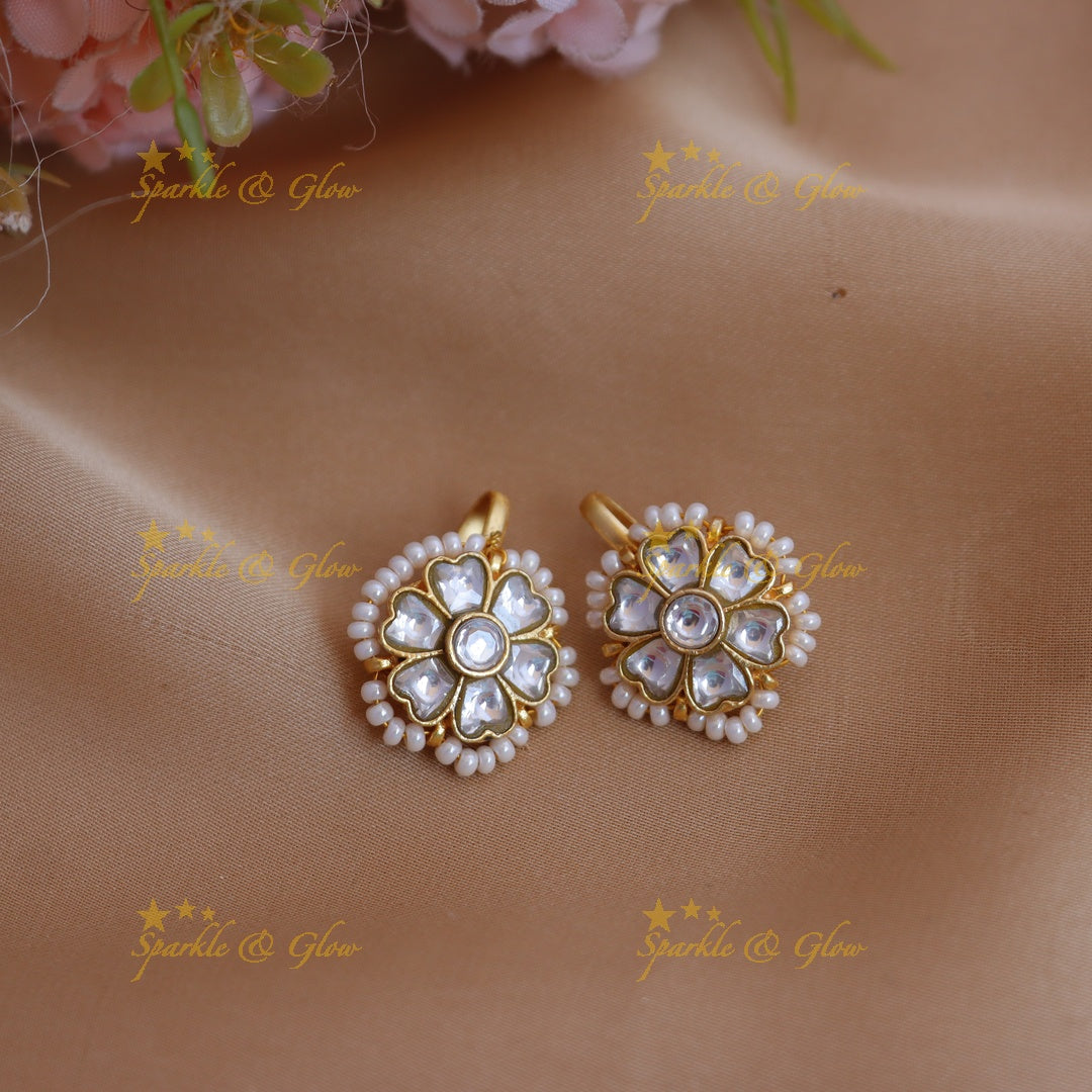 Stunning Jadau Floral Bugadi with Pearl Border and Kundan Center