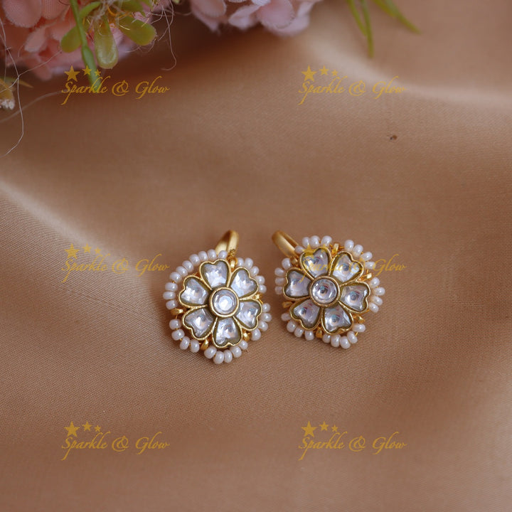 Stunning Jadau Floral Bugadi with Pearl Border and Kundan Center