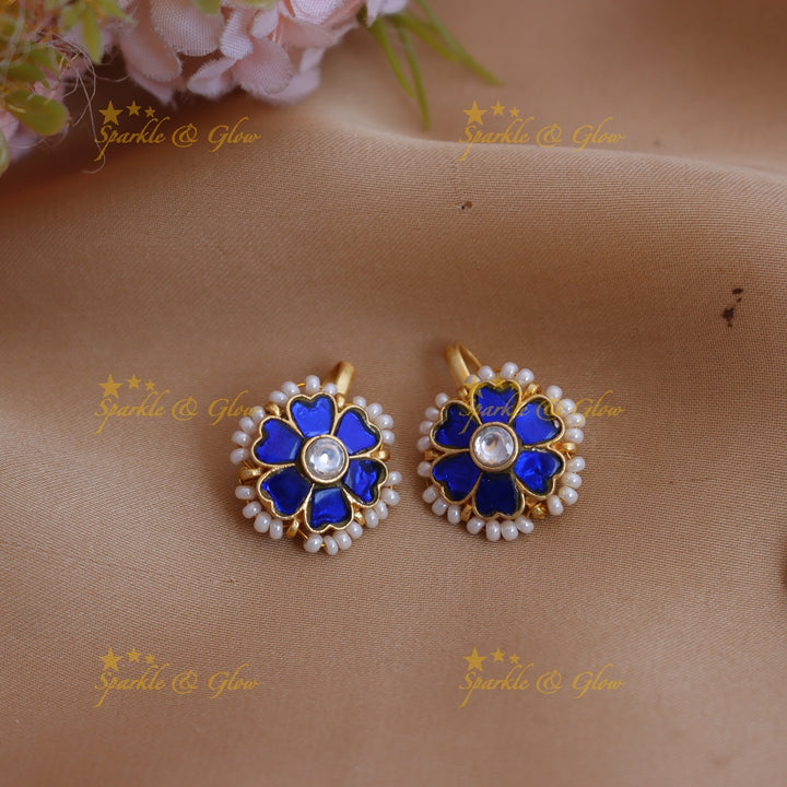 Stunning Jadau Floral Bugadi with Pearl Border and Kundan Center