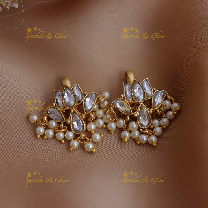 Beautiful Jadau Kundan Lotus Bugadi with Pearl Detailing