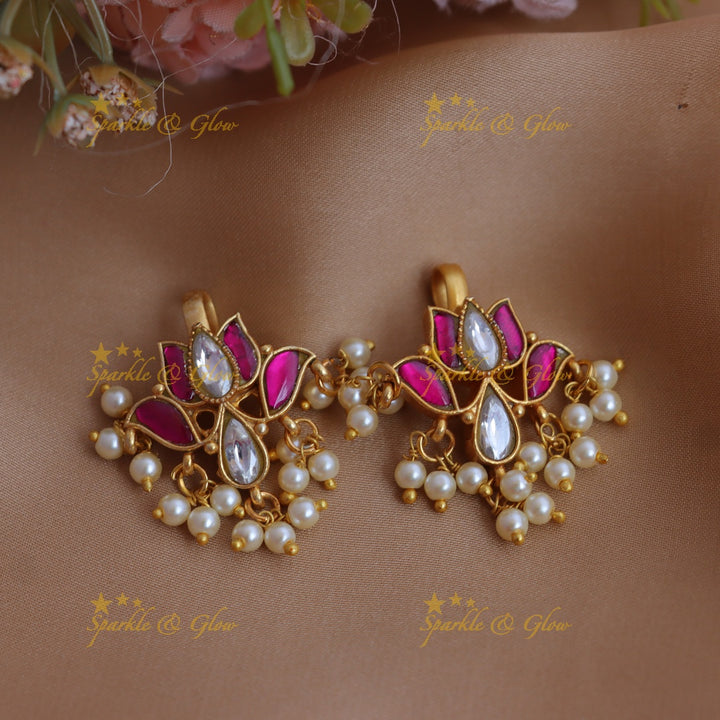 Beautiful Jadau Kundan Lotus Bugadi with Pearl Detailing
