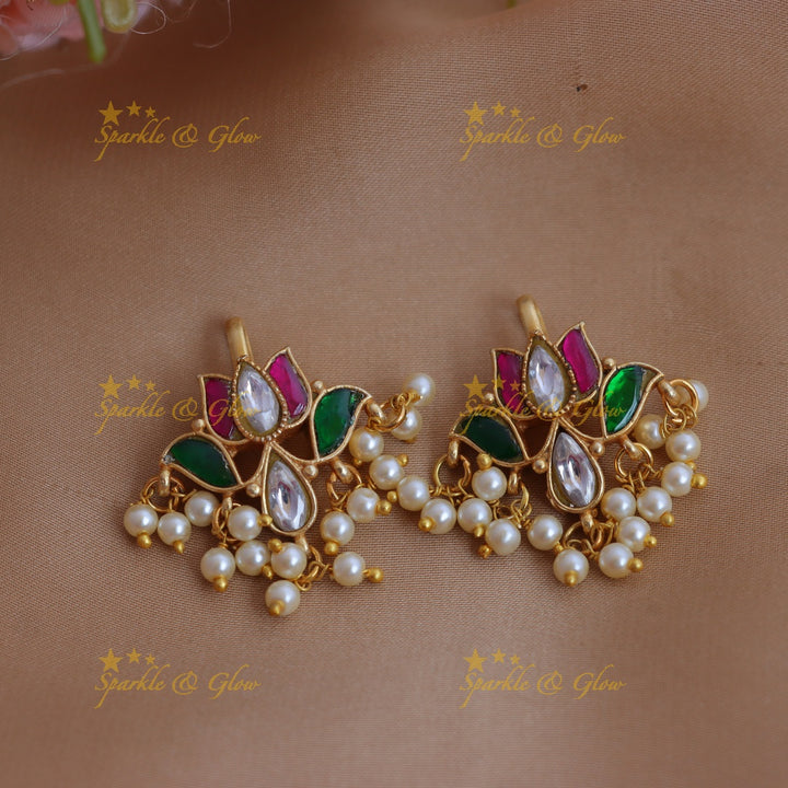 Beautiful Jadau Kundan Lotus Bugadi with Pearl Detailing