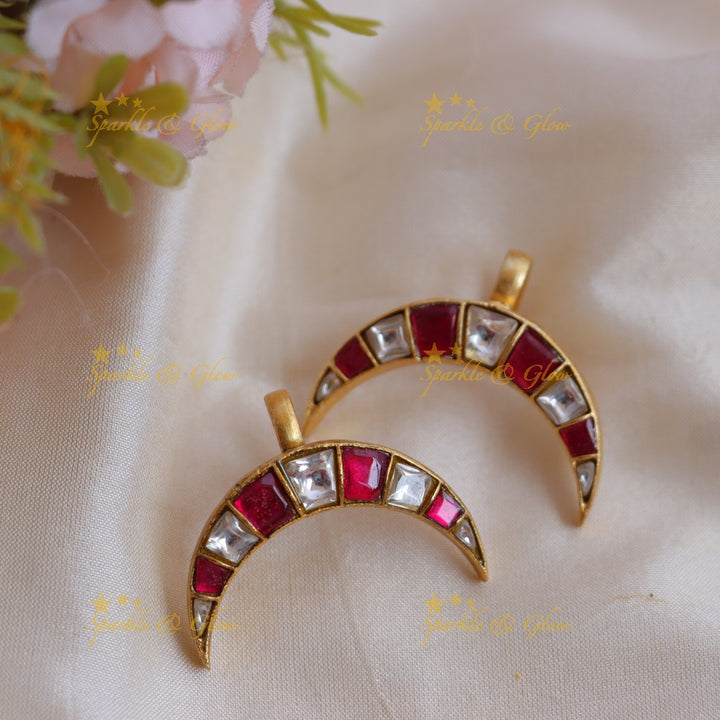 Stunning Jadau Crescent Kundan Bugadi Earrings