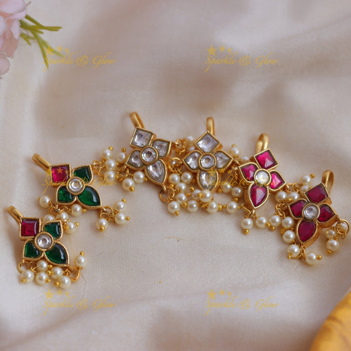 Stunning Jadau Kundan Floral Bugadi Earrings with Pearls
