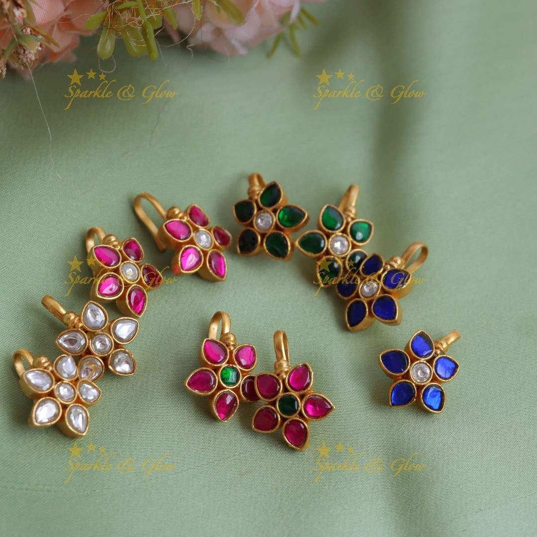 Statement Jadau Kundan Floral Star Bugadi Earrings