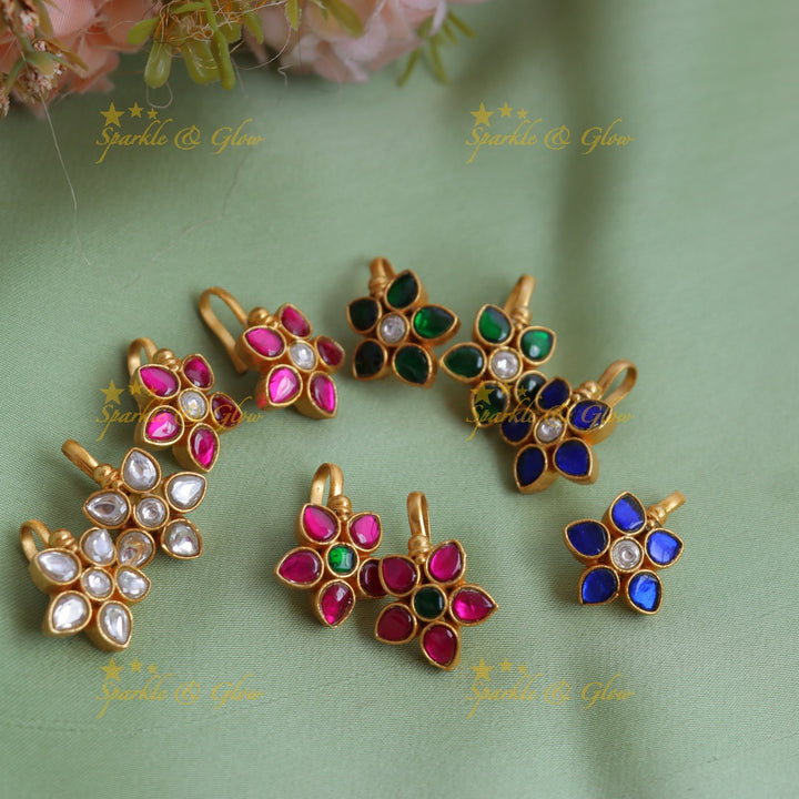 Statement Jadau Kundan Floral Star Bugadi Earrings