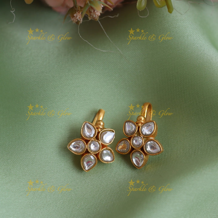 Statement Jadau Kundan Floral Star Bugadi Earrings