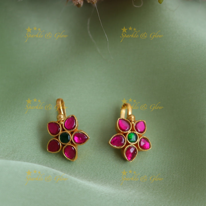 Statement Jadau Kundan Floral Star Bugadi Earrings