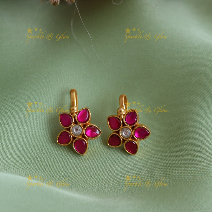 Statement Jadau Kundan Floral Star Bugadi Earrings