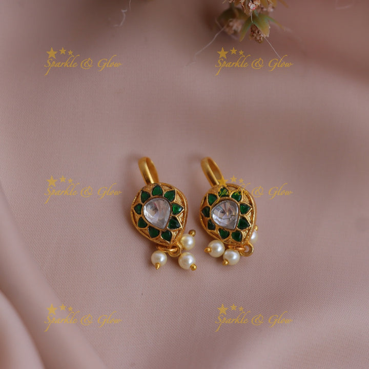 Statement Jadau Teardrop Bugadi Earrings with Kundan and Pearl Drops