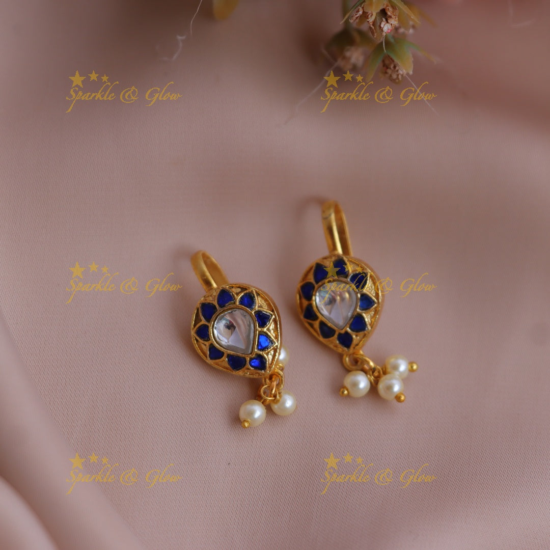 Statement Jadau Teardrop Bugadi Earrings with Kundan and Pearl Drops