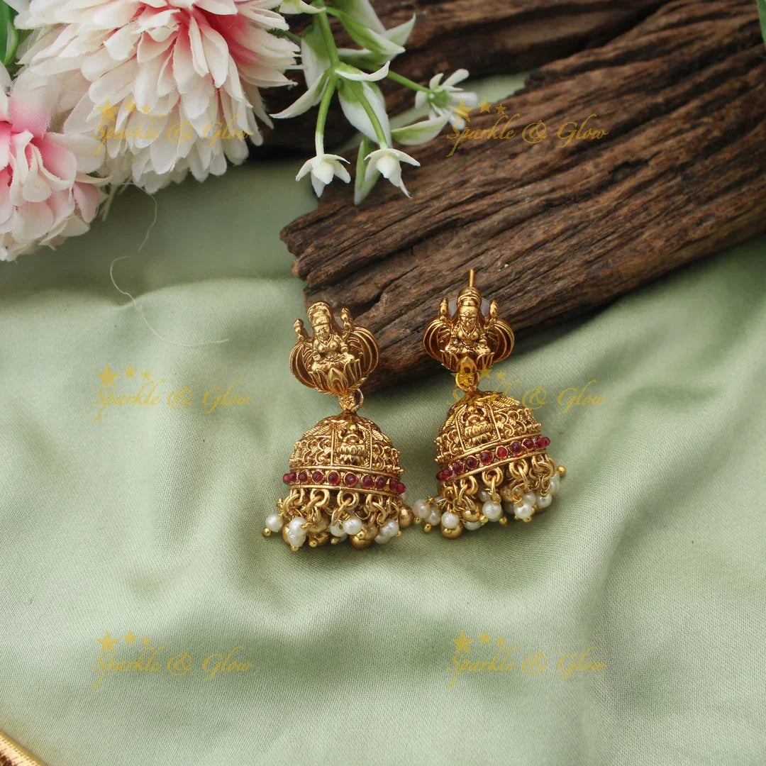 Ram Darbar Antique Gold Necklace & Jhumka Set