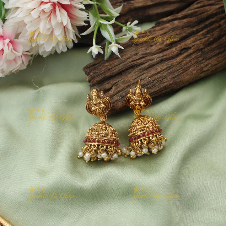 Ram Darbar Antique Gold Necklace & Jhumka Set