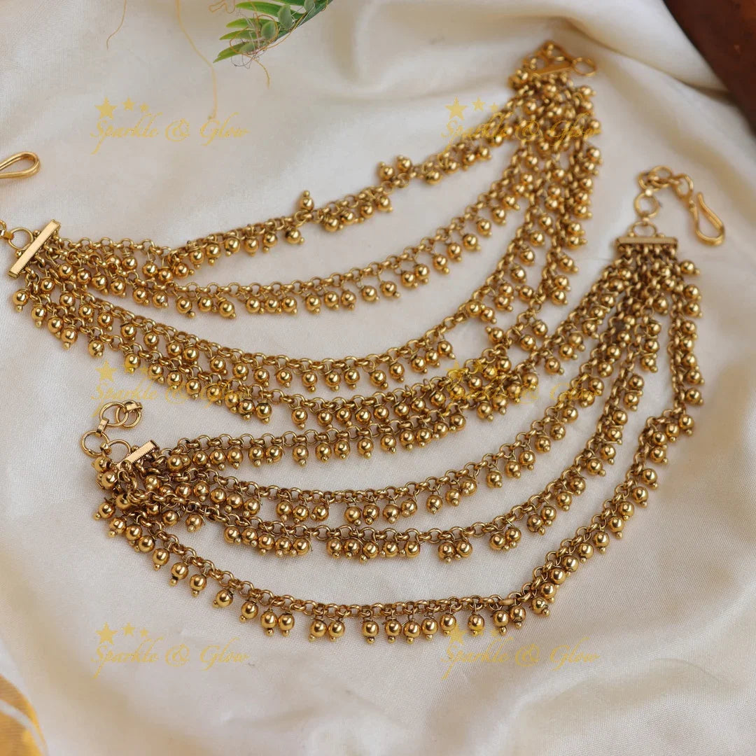 Luxurious Four-Layered Gold Earchain