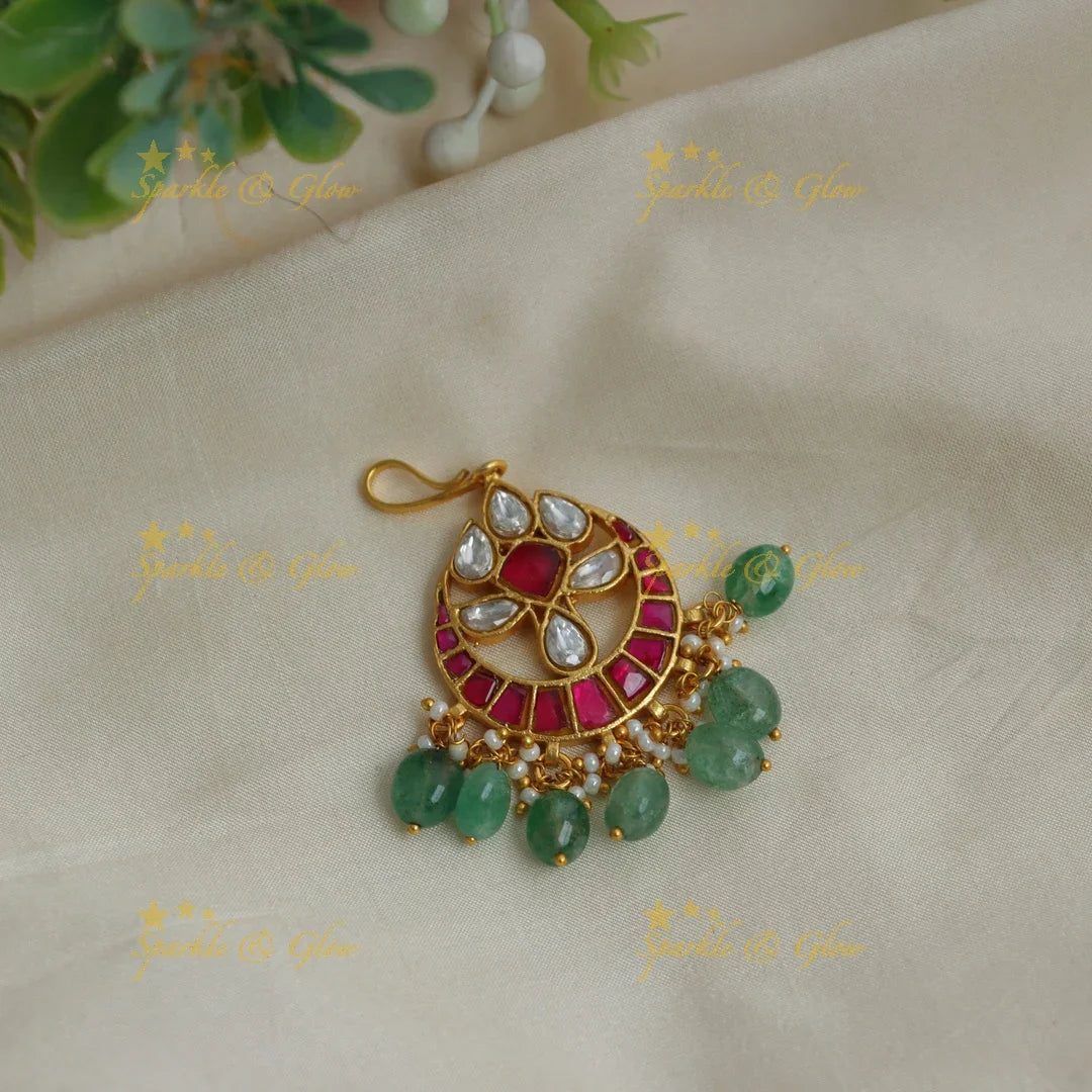 Half Moon Floral Kundan Maang Tikka