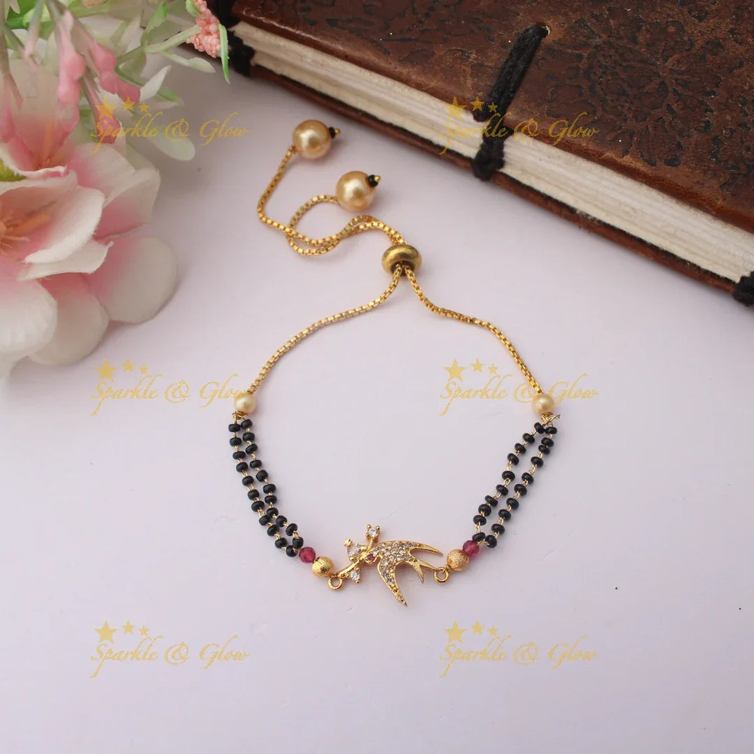Gracious Adjustable Mangal sutra design Bracelet with Eagle Pendant