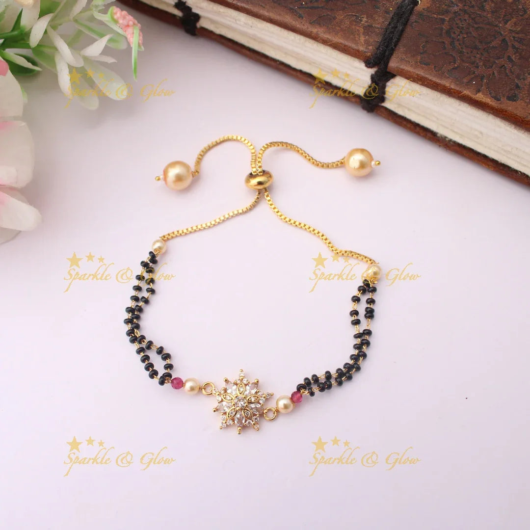 Stunning Adjustable Mangalsutra-style Bracelet with Starburst Charm