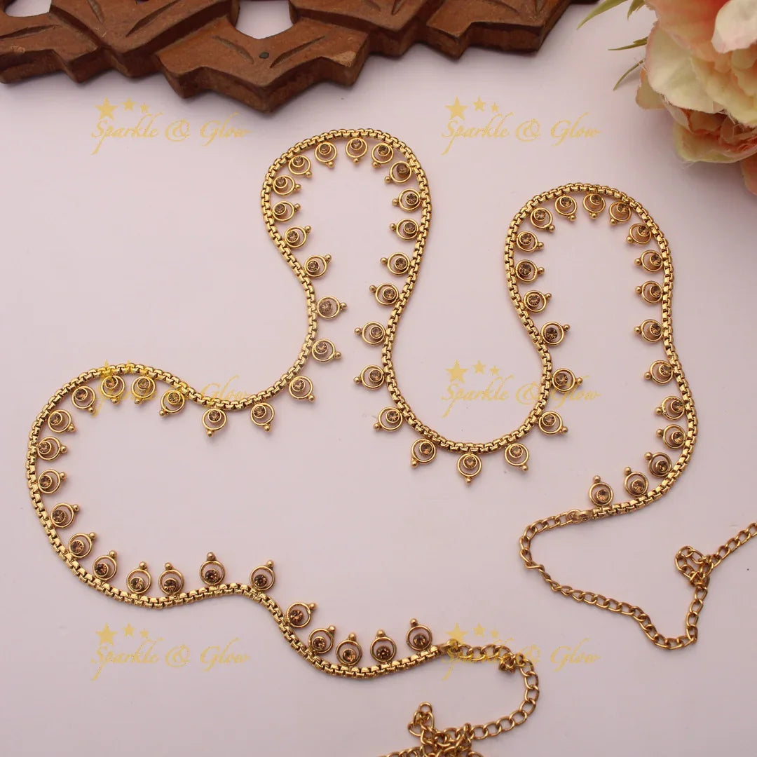 Traditional Thin Hipchain with Spiral Dangling Motifs