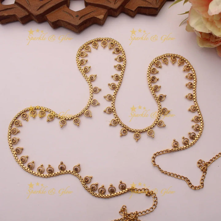 Traditional Thin Hipchain with Spiral Dangling Motifs