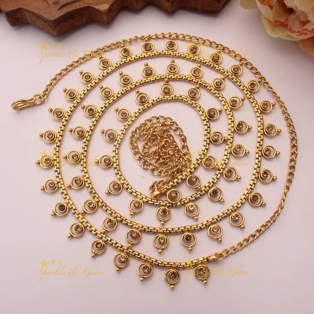 Traditional Thin Hipchain with Spiral Dangling Motifs