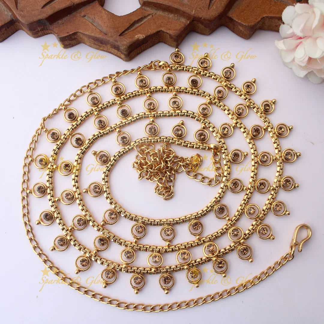 Traditional Thin Hipchain with Spiral Dangling Motifs