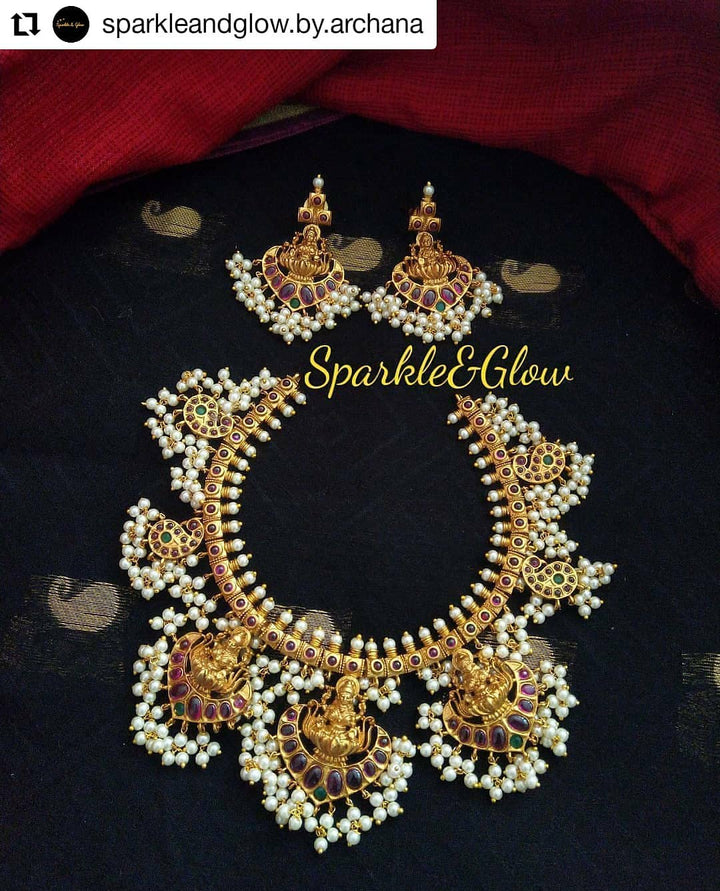 Royal Kemp stones lakshmi gutta pusalu - Kemp - Sparkle and Glow - Multi - Back Thread