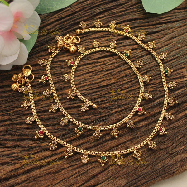 Traditional Floral stone Anklets – Sparkle and Glow