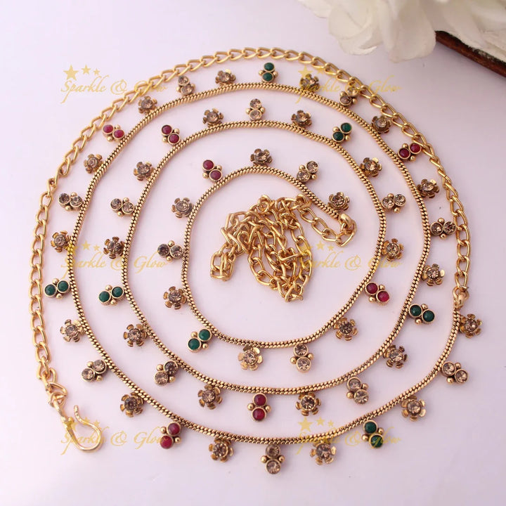 Traditional Dual tone dot design Thin Hipchain
