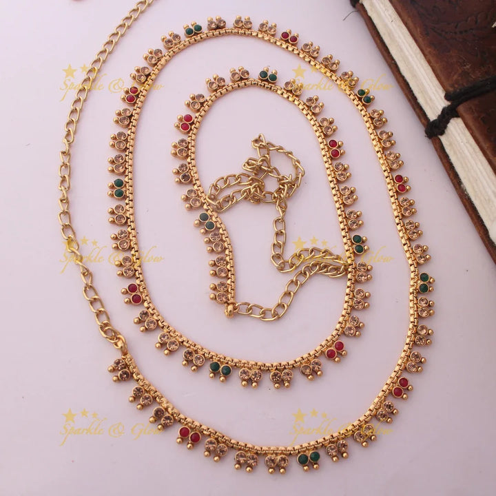 Traditional Dual tone dot stone design Thin Hipchain