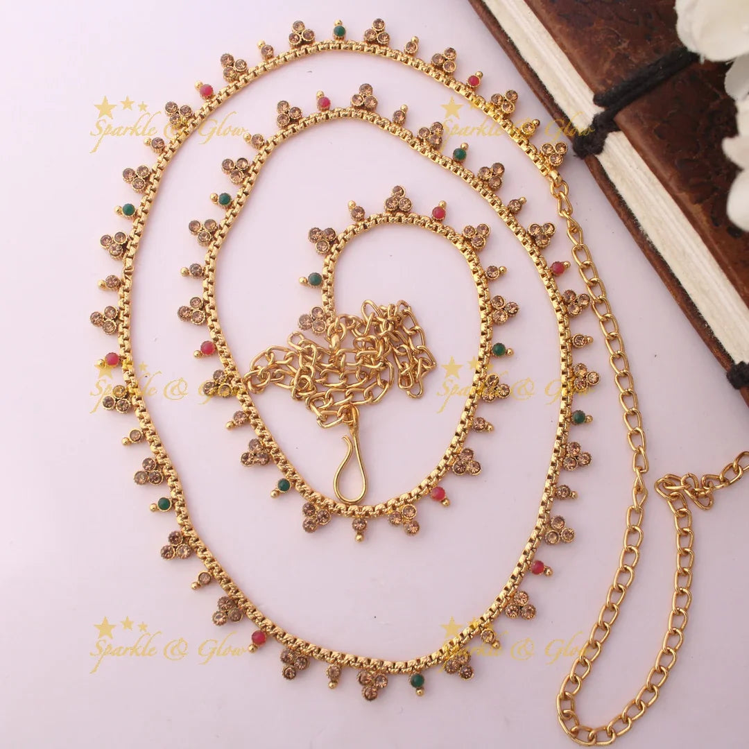 Traditional Thin Hipchain with Cluster Stone Danglers