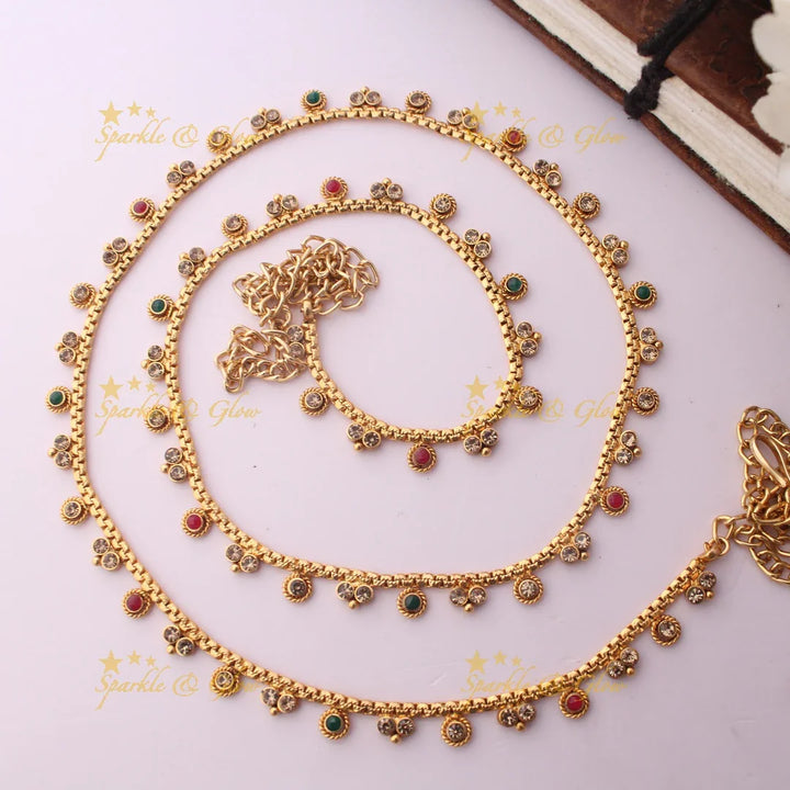 Traditional Floral Thin Hipchain
