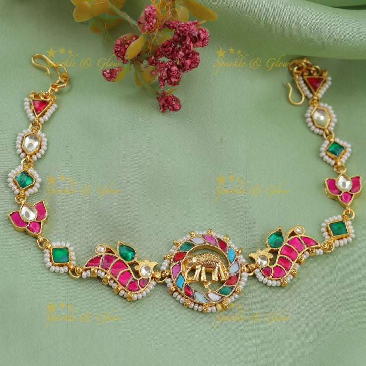 Jadau Kundan Sheeshphool with Elephant Motif