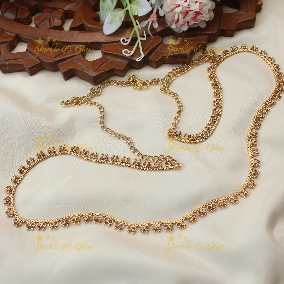 Traditional Dual tone dot stone design Thin Hipchain