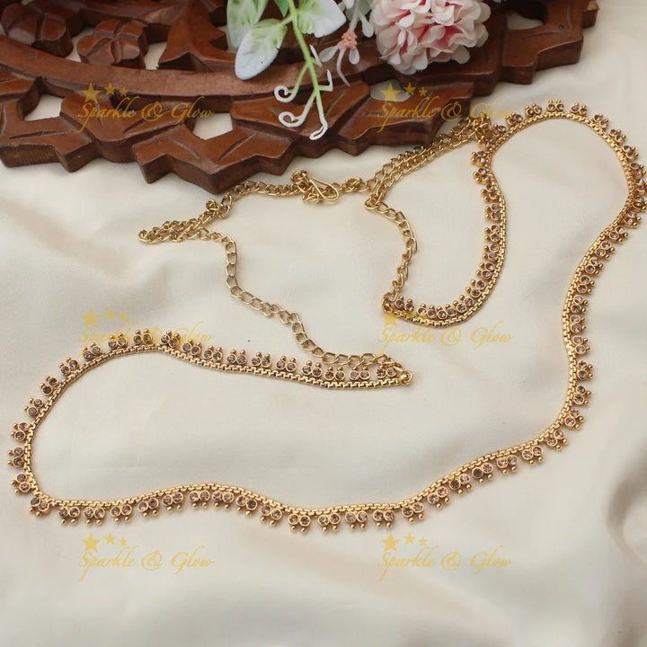 Traditional Dual tone dot stone design Thin Hipchain