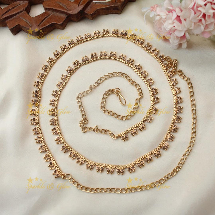 Traditional Dual tone dot stone design Thin Hipchain