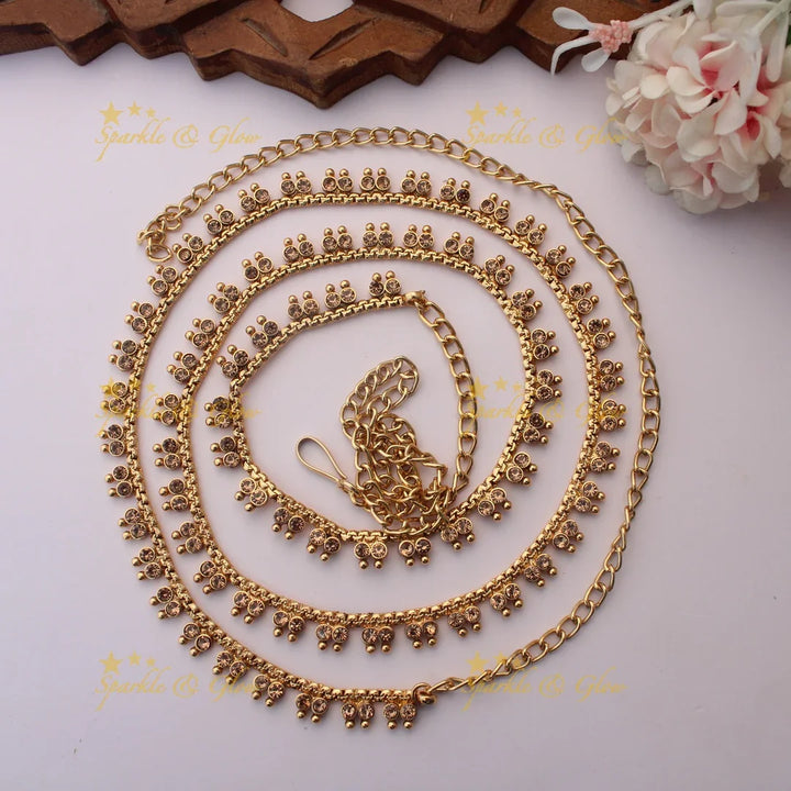 Traditional Dual tone dot stone design Thin Hipchain