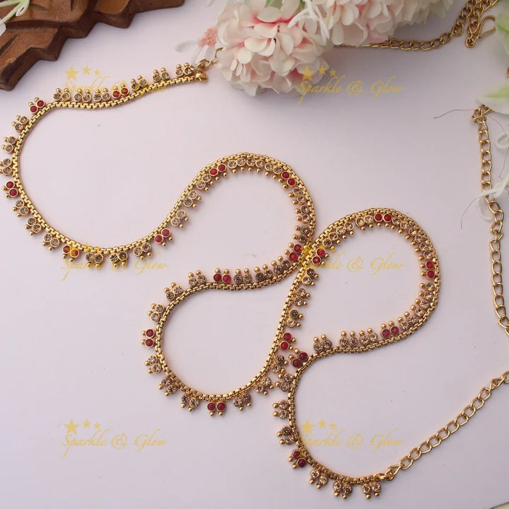 Traditional Dual tone dot stone design Thin Hipchain