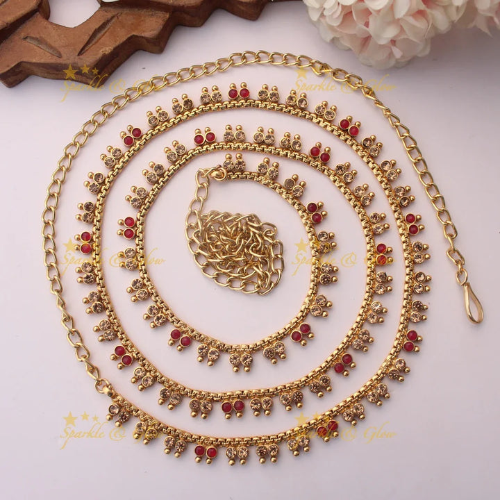 Traditional Dual tone dot stone design Thin Hipchain