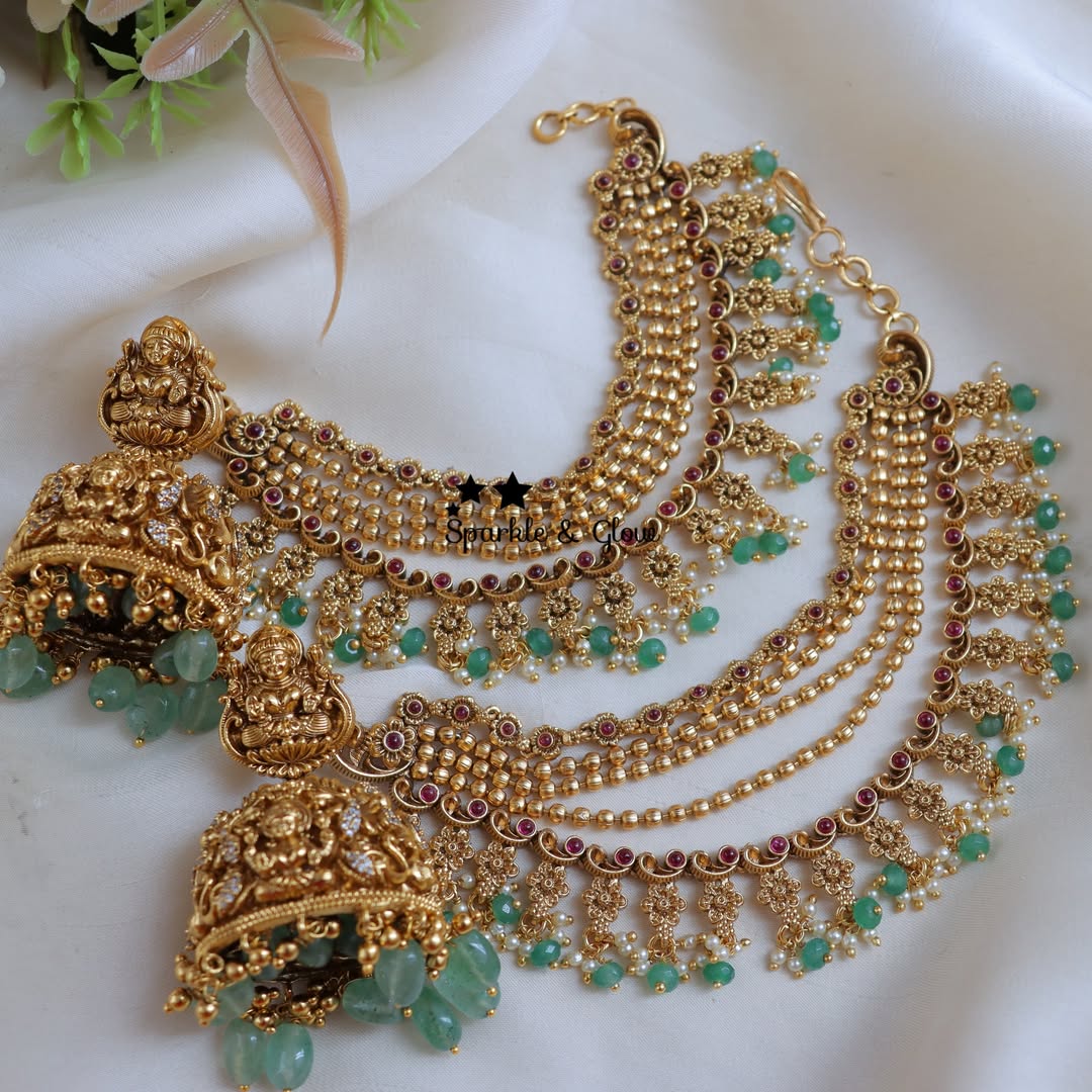 Exquisite Bridal Floral Earrings with Earchain Combo