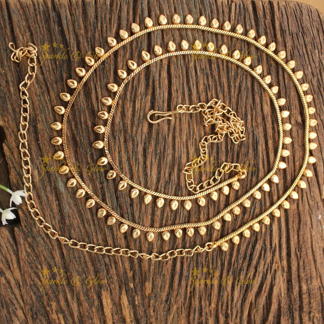Traditional Gold alike Hipchain with Teardrop Danglers